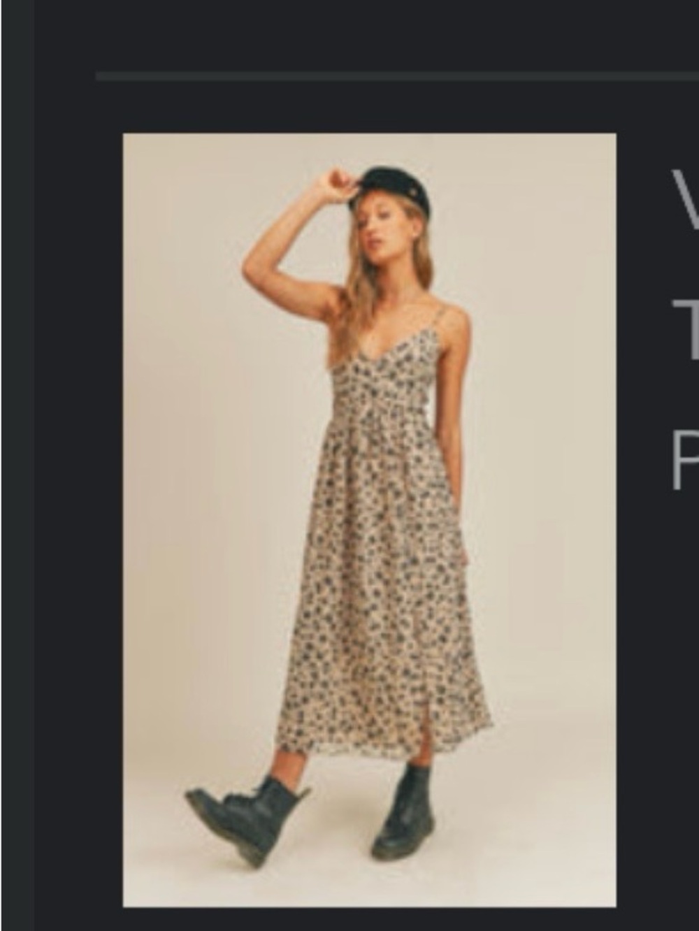 Sage the Label Vintage Love midi dress- taupe and black